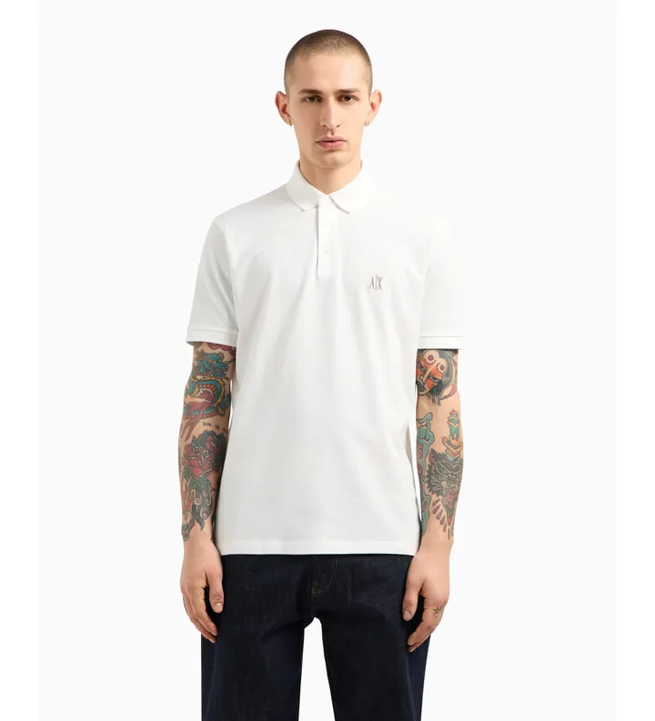 A|X Armani Exchange para hombre. XM000367AF13022U0009 Polo de manga corta blanco (L), Casual, Algodón