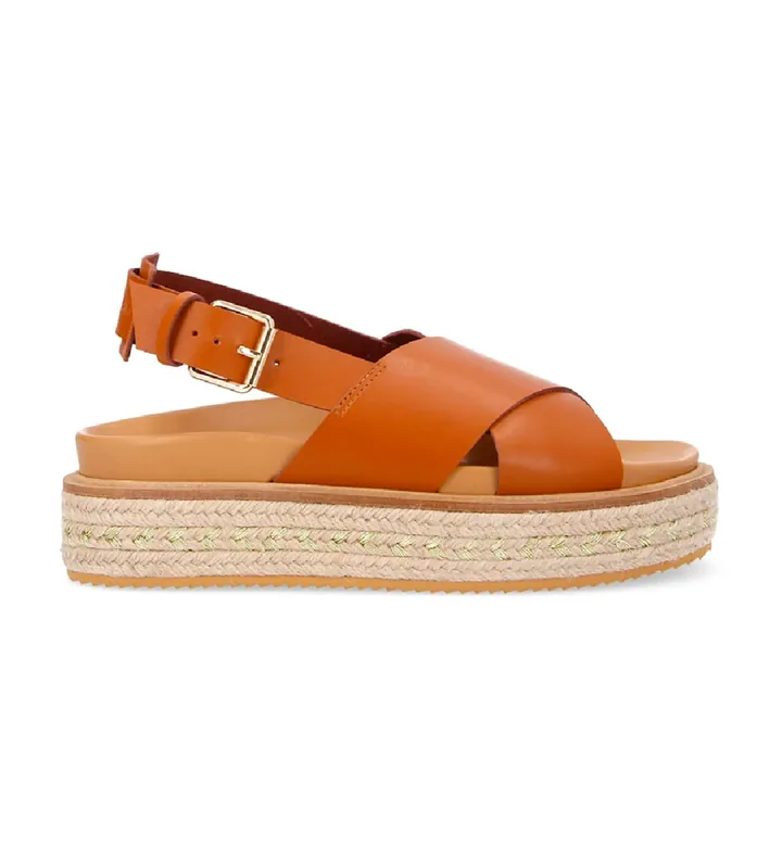 NO NAME para mujer. QNDVVC0 Sandalias de plataforma de piel Suna marrón (38), 3 a 5cm, Hebilla, Casual
