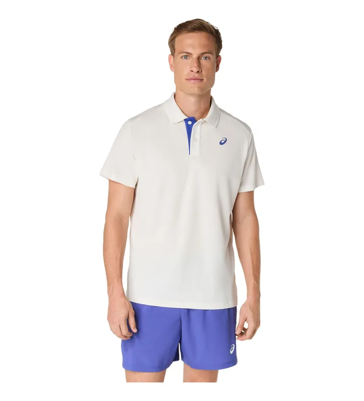 Asics para hombre. 2041A340 Polo Court beige (S), Casual, Deportivo, Algodón, Tenis/Padel, Multideporte, Manga corta, Sostenible