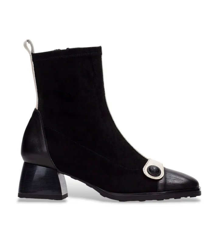 Hispanitas para mujer. BHI254219 Botines de piel Velour negro (36), 1 a 3cm, Cremallera, Casual