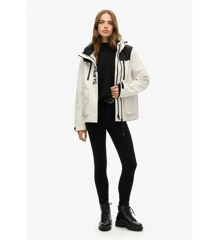 Superdry para mujer. W5011847A Chaqueta Colorblock blanco (XS), Gris, Poliéster reciclado
