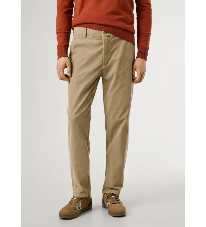 Pepe Jeans para hombre. PM2100003 Pantalón Chino Regular Corduroy beige (28), Casual, Sintético