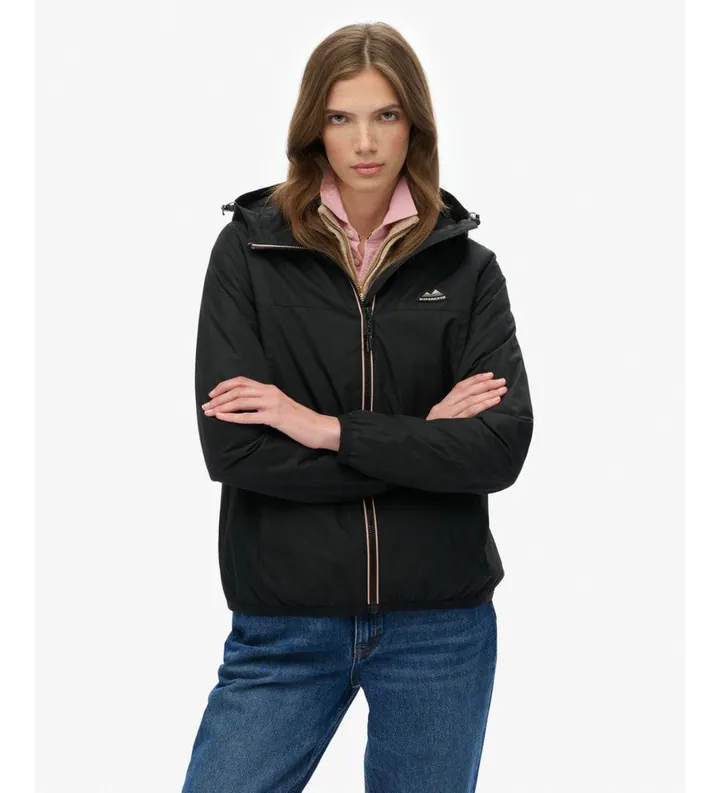Superdry para mujer. W5011986A Chaqueta cortavientos Essential Tri negro (L), Casual, Poliéster