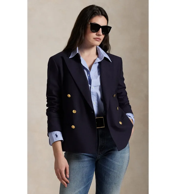 Polo Ralph Lauren para mujer. 211952571002 Americana 2/74 marino (40), Casual, Lana