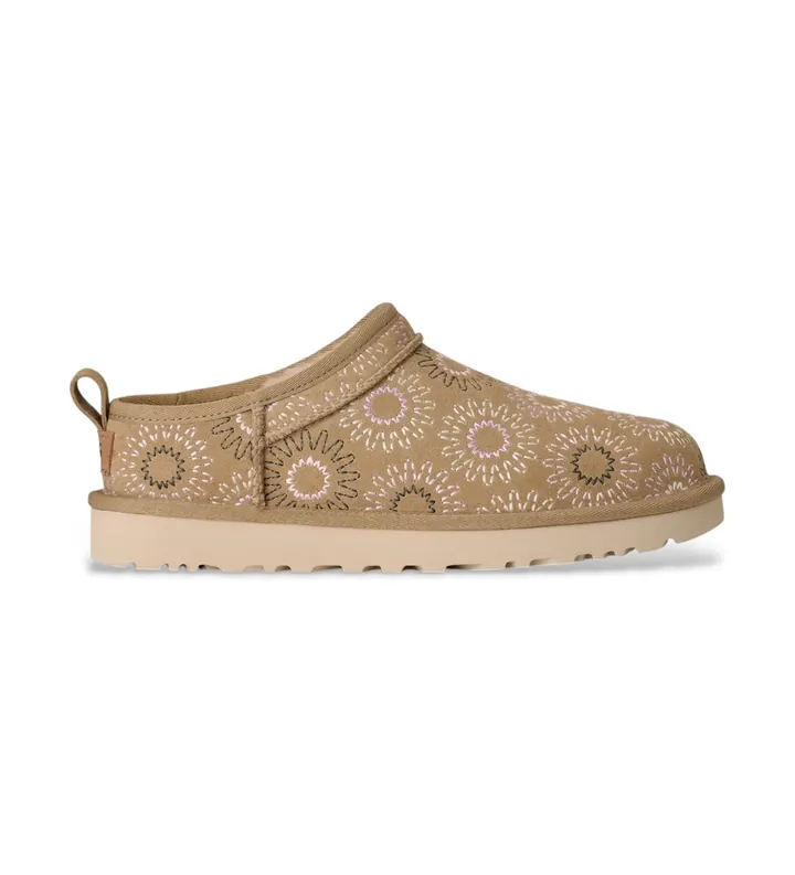 UGG para mujer. 1178192 Botines de Piel Classic Micro Sun Stitch marrón claro (36), Plano, Ninguno, Casual