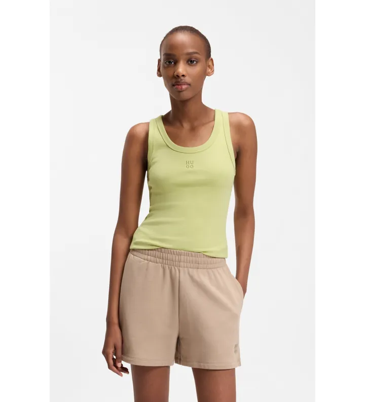 HUGO para mujer. 50514489 Camiseta Datamia amarillo verdoso (L), Casual, Algodón, Sin mangas / Tirantes
