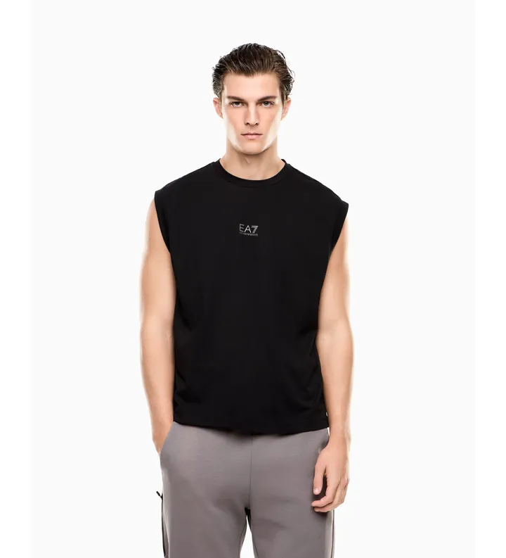 EA7 para hombre. 7M001622_AF21787 Camiseta Natural Ventus negro (S), Casual, Poliéster, Sin mangas / Tirantes
