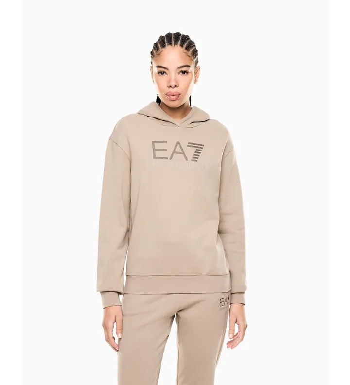 EA7 para mujer. 7W000537_AF15831 Sudadera Logo Series beige (L), Casual, Algodón, Manga corta