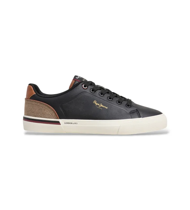 Pepe Jeans para hombre. PMS300011 Zapatillas Kenton Campus negro (40), Plano, Cordones, Casual