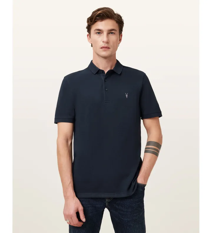 ALL SAINTS para hombre. M075PB Polo Reform marino (M), Casual, Algodón, Manga corta