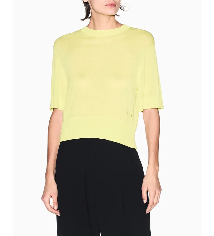 A|X Armani Exchange para mujer. XW001912AF21575U2194 Jersey List amarillo (L), Casual, Viscosa, Manga corta