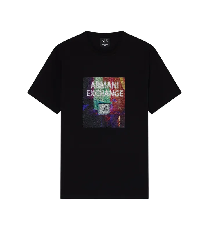 A|X Armani Exchange para hombre. XM002515AF10356UC001 Camiseta Slim Fit negro (L), Casual, Algodón, Manga corta