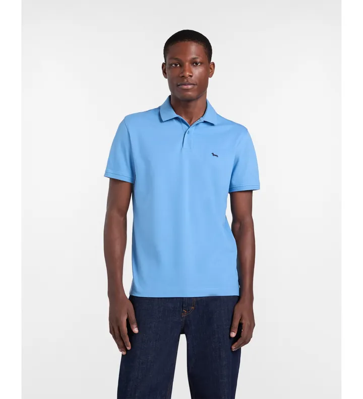 Harmont & Blaine para hombre. LRQ033020862 Polo Básico de Piqué Elástico azul claro (M), Casual, Algodón, Manga corta