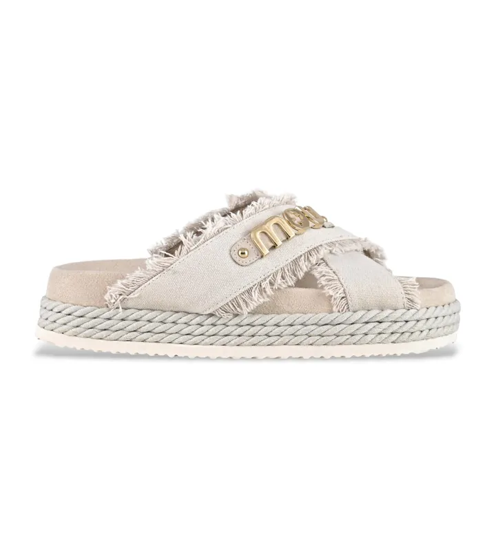 Mou para mujer. MU.SW451005K Sandalias de ante Criss-cross recycled canvas blanco roto (38), 3 a 5cm, Ninguno, Casual