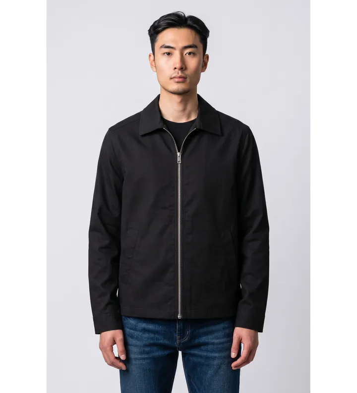 Michael Kors para hombre. CT64086L6C Chaqueta tech tropical de manga larga con cremallera negro (L), Casual, Poliéster