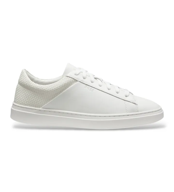BOSS para hombre. 50563591 Zapatillas de piel Kieran Tenn blanco (39), Plano, Cordones, Casual