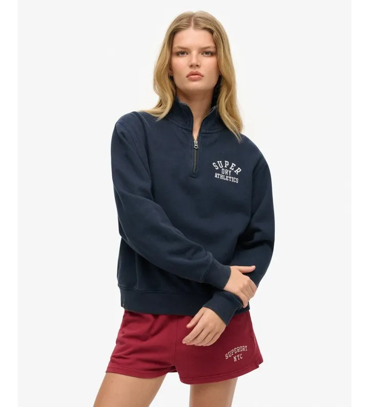 Superdry para mujer. W2012541A Sudadera con media cremallera Athletic Essential marino (L), Casual, Algodón