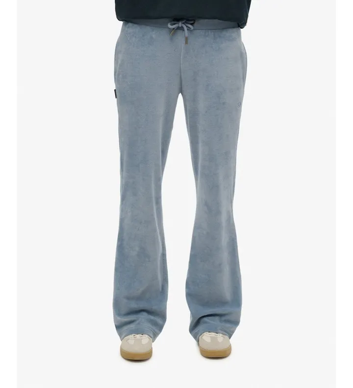 Superdry para mujer. W7011203A Pantalón Jogger Velour Wide Leg azul (M), Casual, Algodón