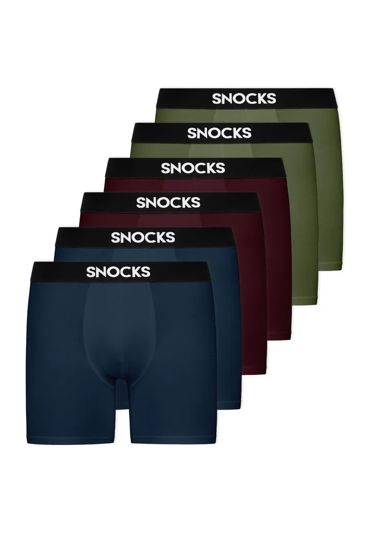 SNOCKS Calzoncillo boxer azul oscuro / oliva / borgoña / negro / blanco