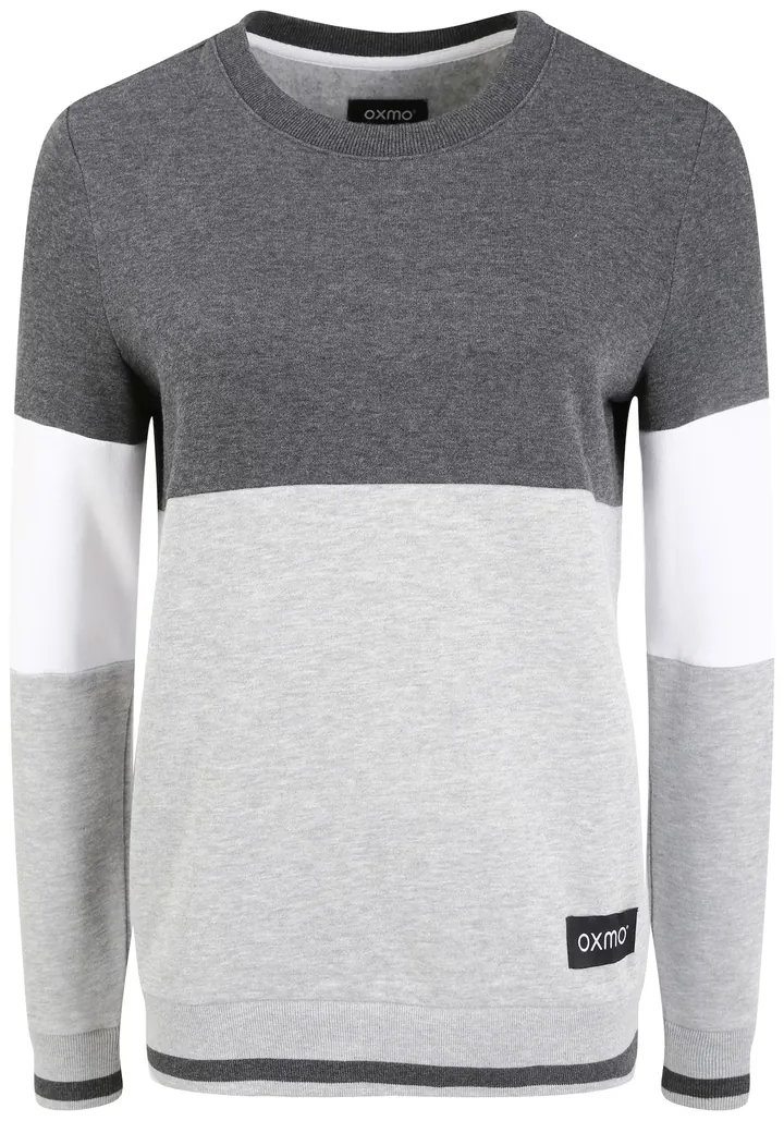 Oxmo Sudadera 'Omaya' gris / gris claro / blanco