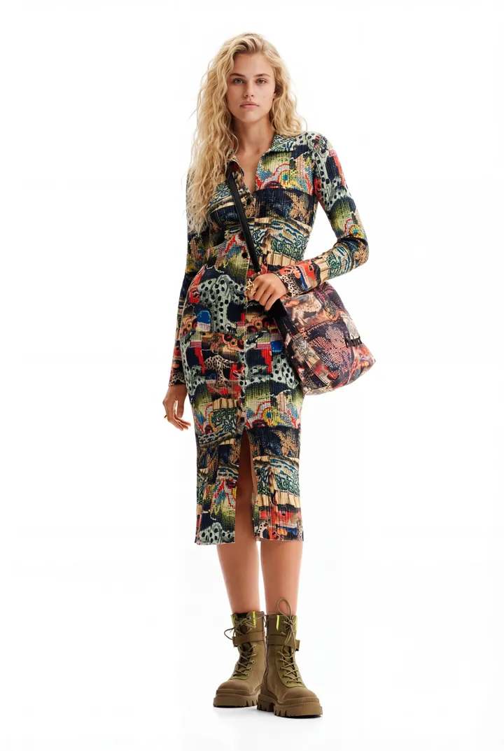 Desigual, Vestido midi tapestry M. Christian Lacroix, MarróN, L