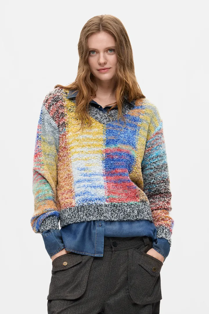 Desigual, Jersey Cropped Punto Grueso, Mujer, Rojo, L