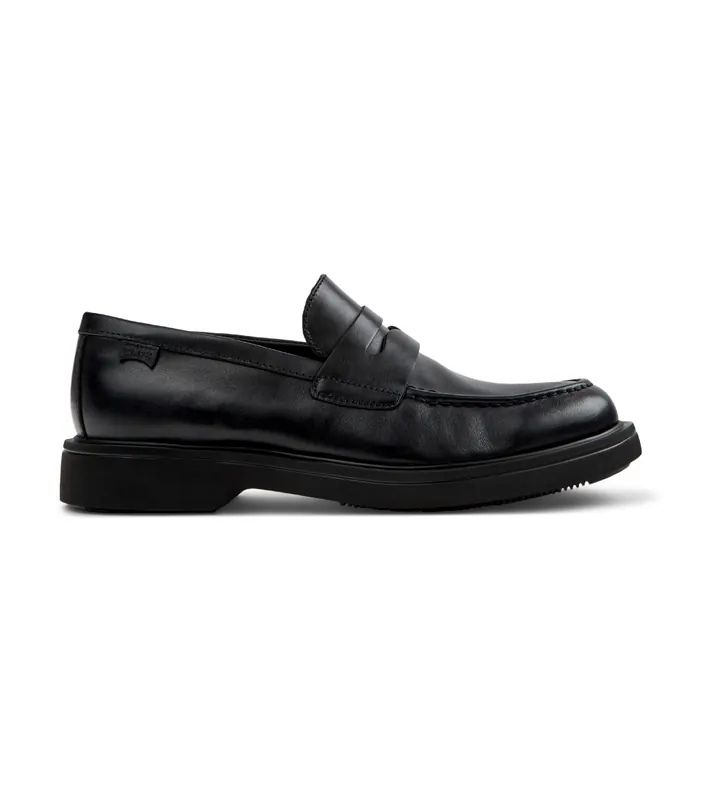 Camper para hombre. K101001-001 Mocasines de piel Loafers Norman negro (40), Plano, Ante, Ninguno, Casual