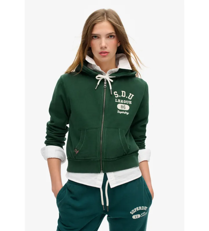 Superdry para mujer. W2012164A Sudadera Athletic Essentials verde (L), Casual, Algodón