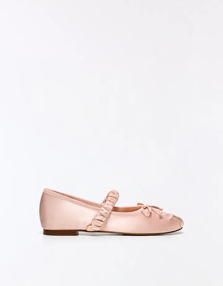 Bershka Bailarina Satén Mujer 35 Rosa