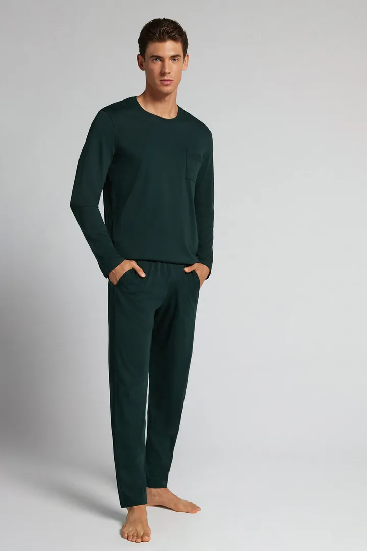 Intimissimi Pijama de Hombre de Algodón Superior Largo Hombre Azul Tamaño L