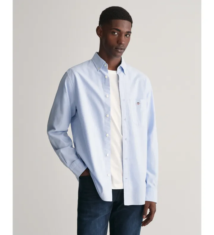Gant para hombre. 3000200 Camisa Oxford Regular Fit azul (3XL), Casual, Algodón, Clásico, Manga larga
