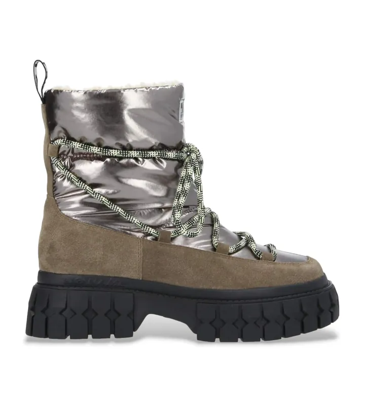 NO NAME para mujer. RNYSAS0 Botas de nieve Gravitee marrón, plateado (41), Plano, Cordones, Casual