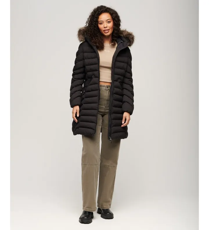 Superdry para mujer. W5011789A Chaqueta Fuji negro (L), Casual, Poliéster