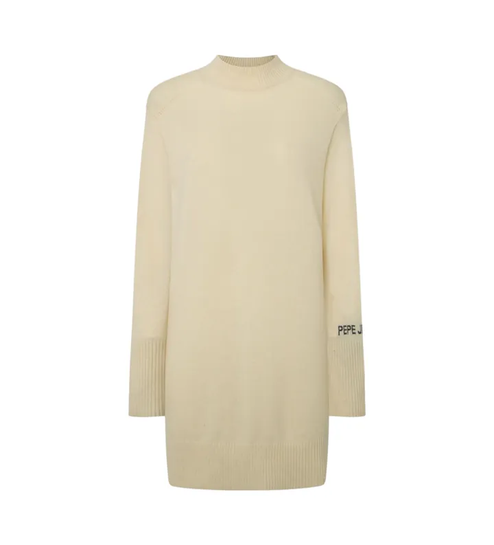 Pepe Jeans para mujer. PL953593 Vestido Hazel blanco roto (M), Casual, Poliéster, Manga larga, Sostenible