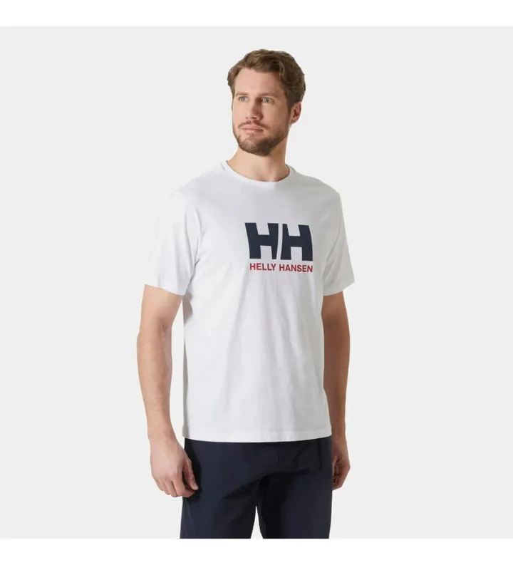 Helly Hansen para hombre. 54596 Camiseta Logo 3.0 blanco (M), Casual, Algodón, Manga corta