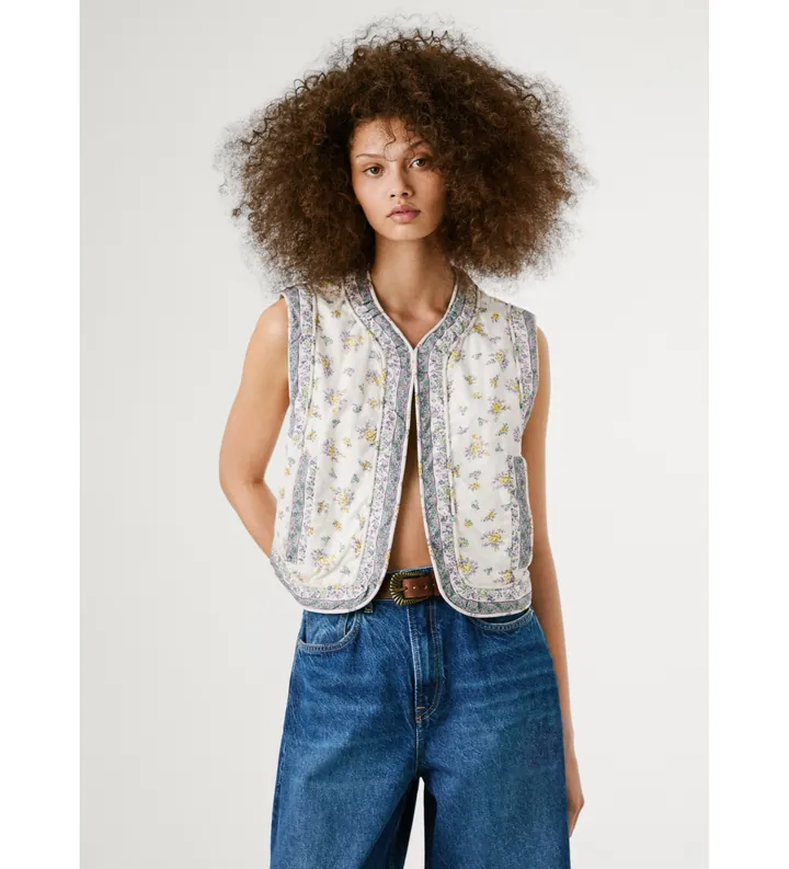 Pepe Jeans para mujer. PL402604 Chaleco Sol beige (L), Casual, Algodón