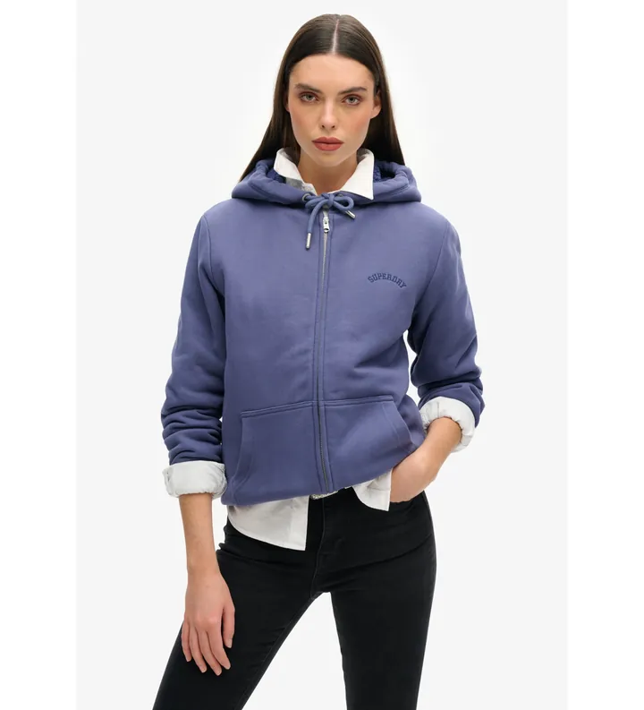 Superdry para mujer. W2012323A Sudadera Borg Lined Ziphood lila (L), Casual, Algodón