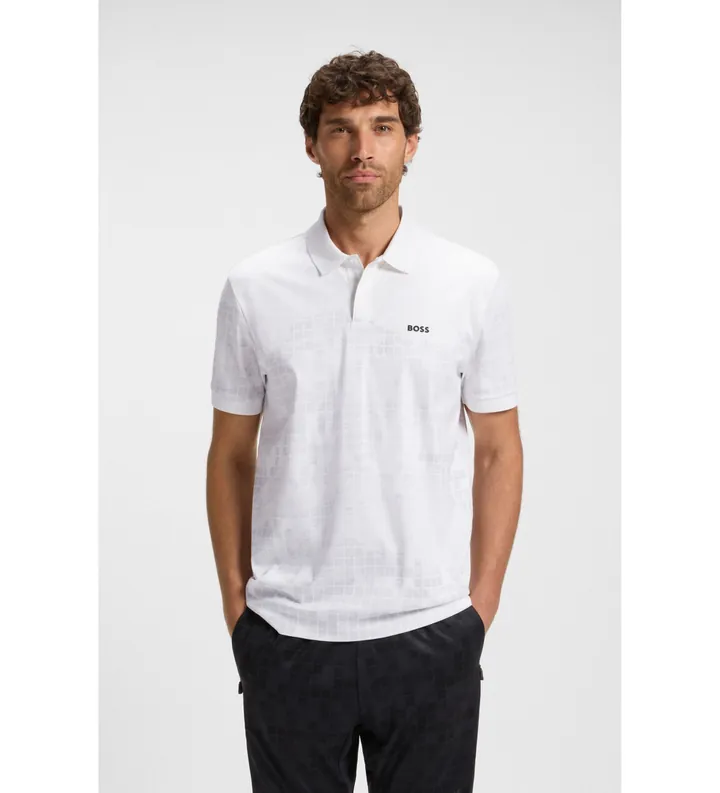 BOSS para hombre. 50548325 Polo Clash blanco (L), Casual, Algodón, Manga corta
