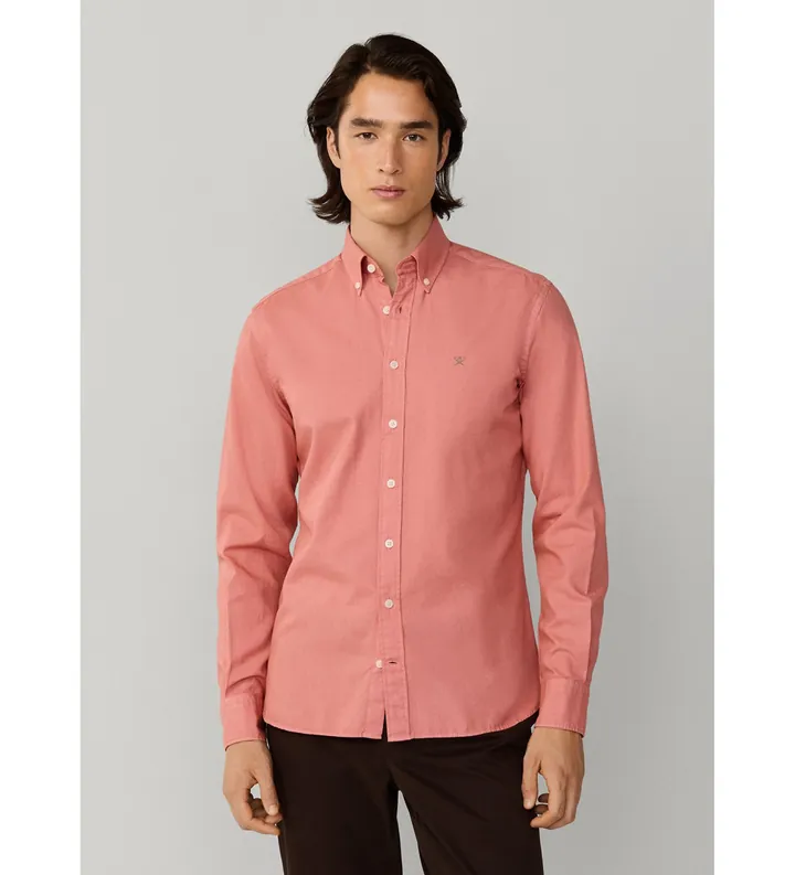 Hackett London para hombre. HM3010539 Camisa oxford fit tailored rojo (L), Casual, Algodón, Manga larga