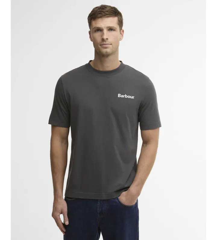 Barbour para hombre. MTS1566 Camiseta Packling gris oscuro (L), Casual, Algodón, Manga corta