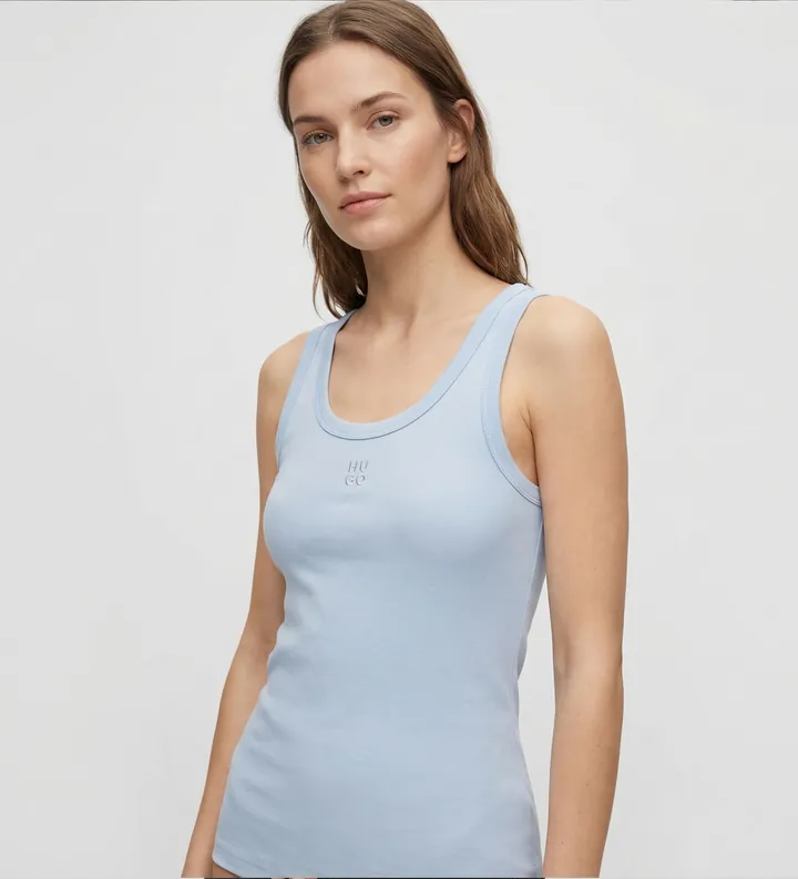 HUGO para mujer. 50514489 Camiseta Datamia azul (L), Casual, Algodón, Sin mangas / Tirantes