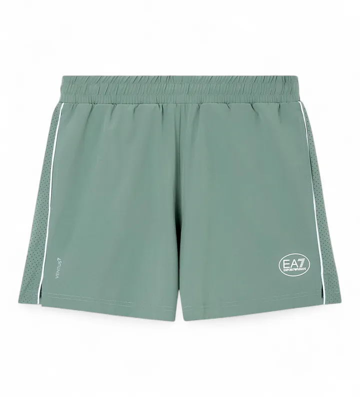 EA7 para hombre. 7M001525_AF21059 Pantalones cortos Tennis Pro verde laurel (3XL), Blanco, Deportivo, Sintético, Running, Sportswear, Multid