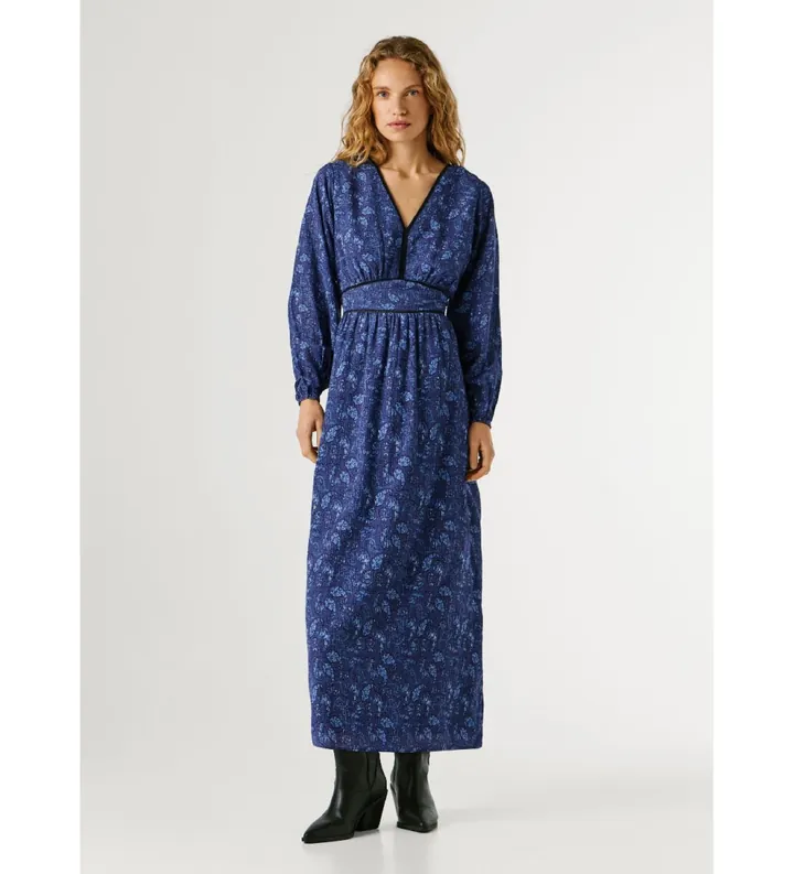 Pepe Jeans para mujer. PL9537802 Vestido Barby azul (S), Casual, Viscosa, Manga larga