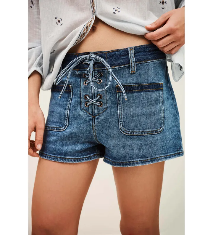 BA&SH para mujer. 1E26RIO Shorts Rio denim azul (34), Casual, Algodón