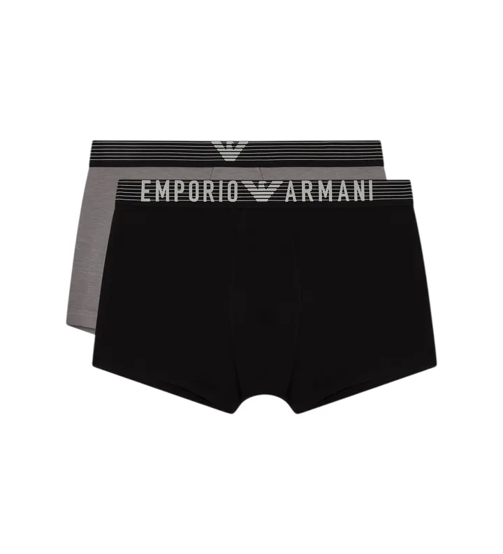 Emporio Armani para hombre. EM001014_AF18893 Set 2 Bóxers Eco negro, gris (L), Homewear, Viscosa