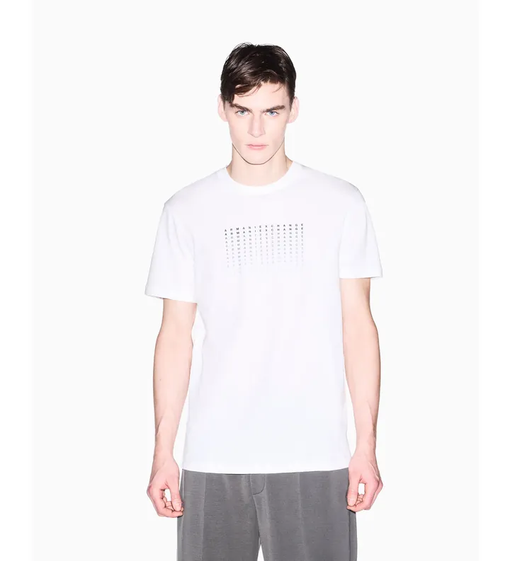A|X Armani Exchange para hombre. XM002519AF10334U0009 Camiseta Slim Fit (L), Blanco, Casual, Algodón, Manga corta