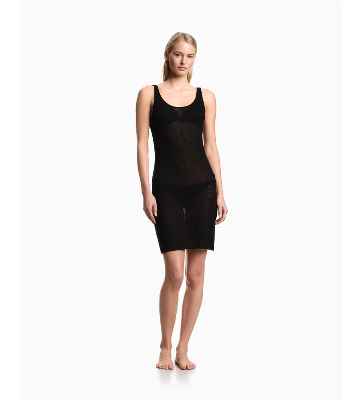 Emporio Armani para mujer. EW002738_AF19043 Vestido Lounge negro (L), Casual, Viscosa, Sin mangas / Tirantes