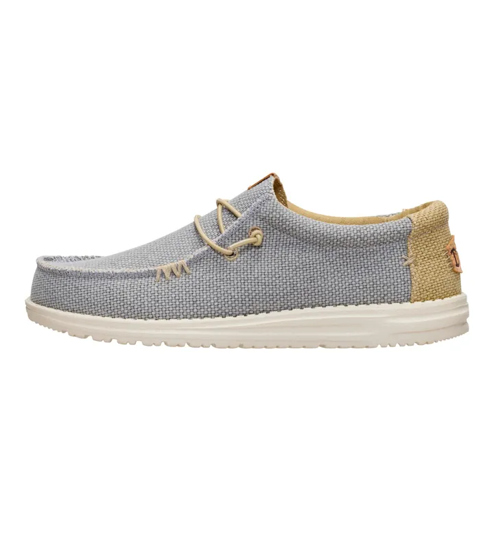 HeyDude para hombre. HD40003 Zapatillas Wally Braided gris (44), Tela, Plano, Cordones, Casual