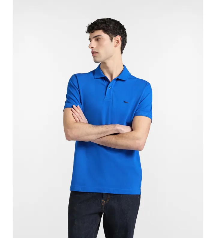 Harmont & Blaine para hombre. LRQ033020862 Polo Básico de Piqué Elástico azul (L), Casual, Algodón, Manga corta