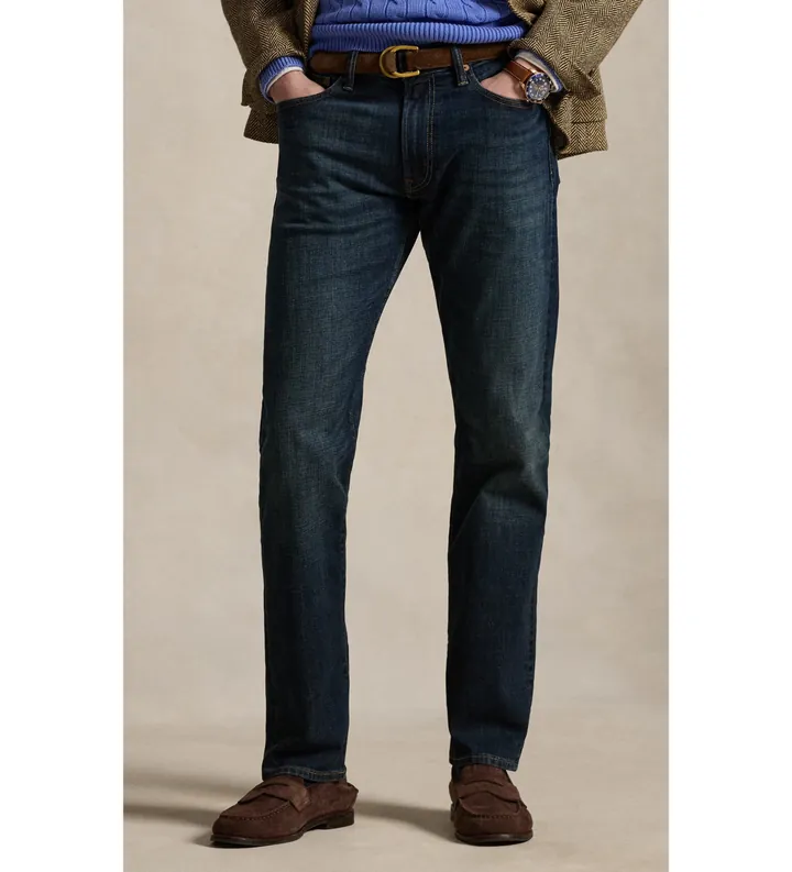 Polo Ralph Lauren para hombre. 710982494001 Jeans Hampton elásticos Straight Fit azul (30/32), Casual, Algodón, Denim